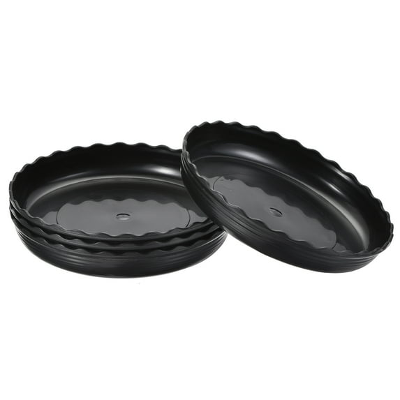 Uxcell Plastic Wave Round Plant Pot Saucer Flower Drip Tray 4pcs Black 5.3"
