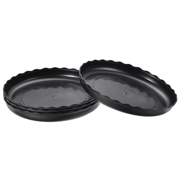 Uxcell Plastic Wave Round Plant Pot Saucer Flower Drip Tray 4pcs Black 9"