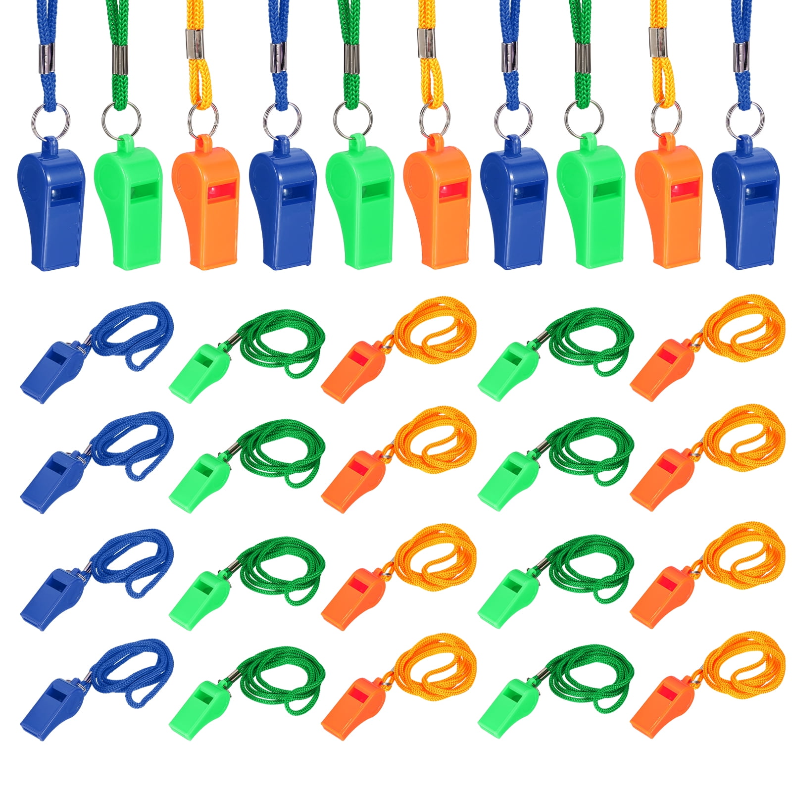 Uxcell Plastic Whistles with Lanyard, Training Sport Gather Whistles Loud Crisp Sound Colorful Bulk Whistle 36 Pcs & Multicolor -Fitting for (Coaches/Referee/Outsides/Team Events)