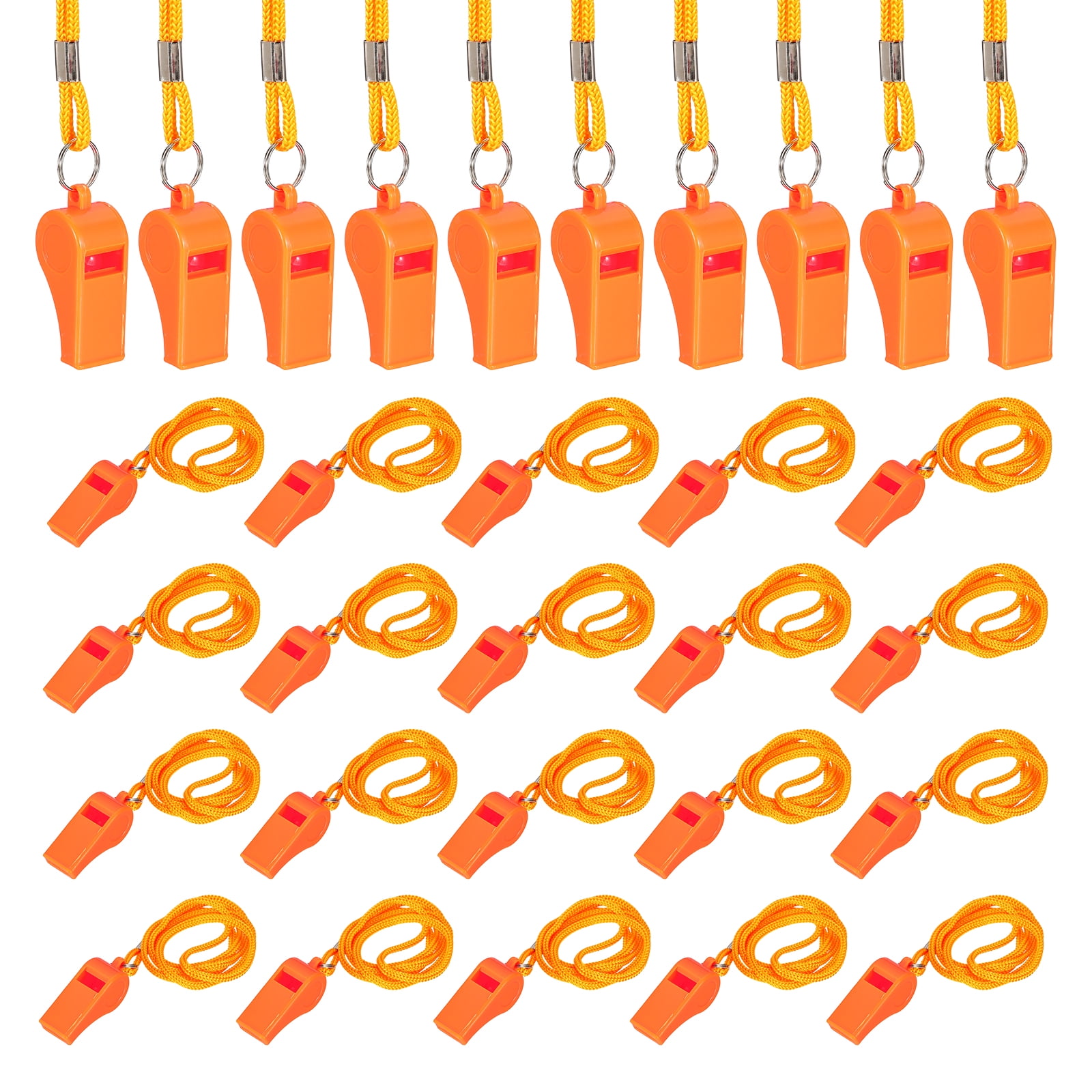 Uxcell Plastic Whistles with Lanyard, Training Sports Gather Whistles Loud Crisp Sound Colorful Bulk Whistle 36 Pcs & Orange -Fitting for (Coaches/Referee/Outsides/Team Events)