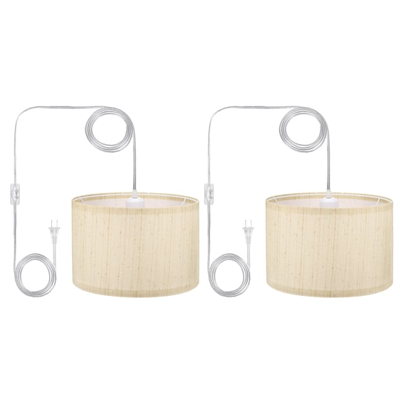 Uxcell Plug in Pendant Light, 2 Pack 15Ft Rope Cord Hanging Lamp Fixture for Bedroom Kitchen Living Room, Silver Gray
