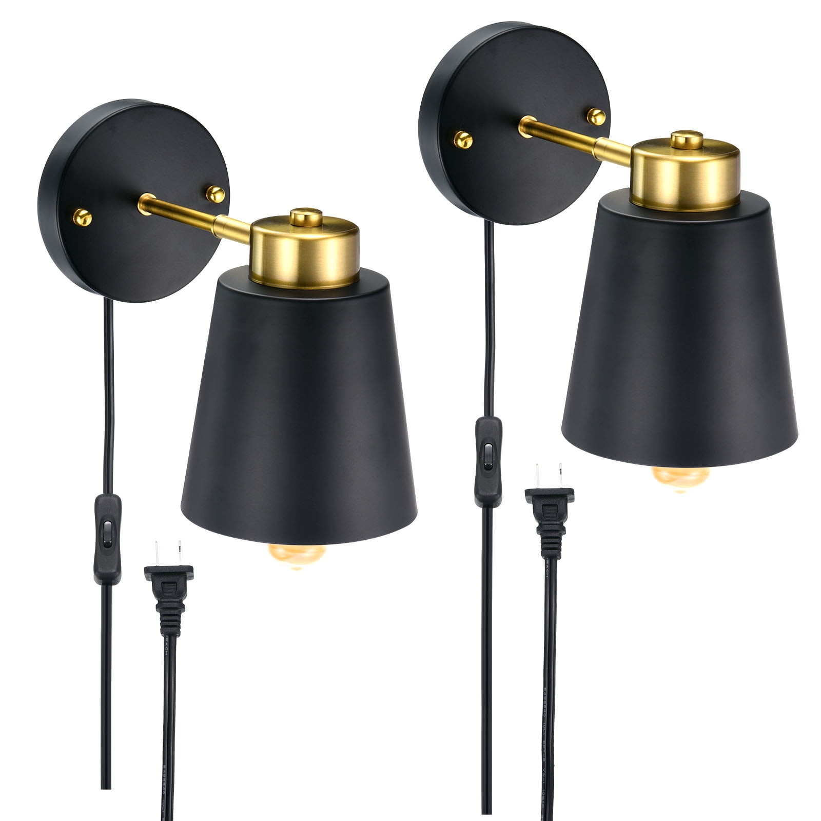 Uxcell Plug in Wall Sconces, Adjustable Wall Lights Industrial Wall ...