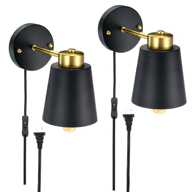 Uxcell Plug in Wall Sconces, Adjustable Wall Lights Industrial Wall