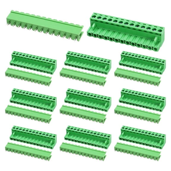 Uxcell Pluggable PCB Terminal Block Connectors, 10 Set 13 Pin 5.08mm/0.2" Pitch Straight Pins Screw Terminal Block Connector for DIY Panel Mount Electronic Projects(Green)