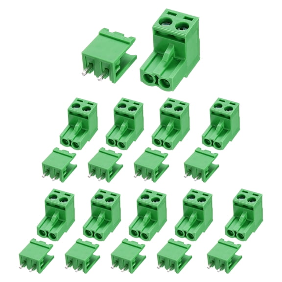 Uxcell Pluggable PCB Terminal Block Connectors, 10 Set 2 Pin 5.08mm/0.2" Pitch Straight Pins Screw Terminal Block Connector for DIY Panel Mount Electronic Projects(Green)