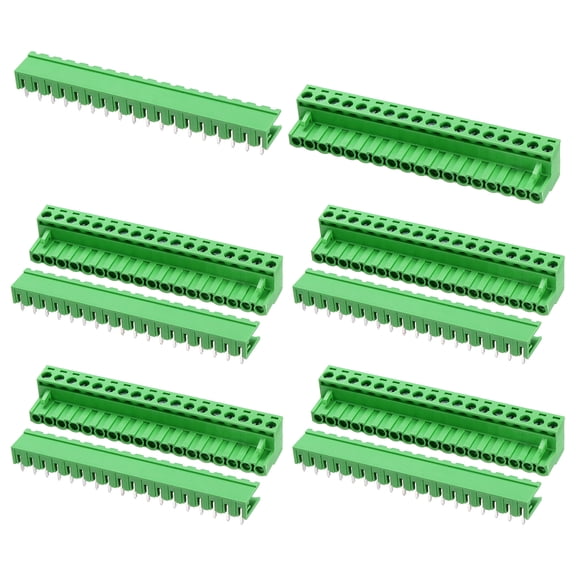 Uxcell Pluggable PCB Terminal Block Connectors, 5 Set 18 Pin 5.08mm/0.2" Pitch Right Angle Screw Terminal Block Connector for DIY Panel Mount Electronic Projects(Green)