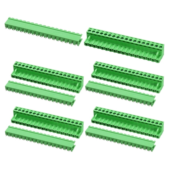 Uxcell Pluggable PCB Terminal Block Connectors, 5 Set 18 Pin 5.08mm/0.2" Pitch Straight Pins Screw Terminal Block Connector for DIY Panel Mount Electronic Projects(Green)