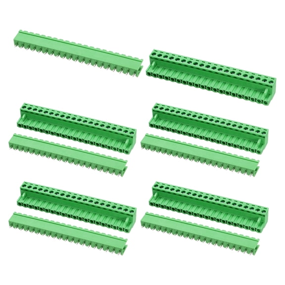 Uxcell Pluggable PCB Terminal Block Connectors, 5 Set 20 Pin 5.08mm/0.2" Pitch Straight Pins Screw Terminal Block Connector for DIY Panel Mount Electronic Projects(Green)
