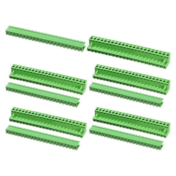 Uxcell Pluggable PCB Terminal Block Connectors, 5 Set 22 Pin 5.08mm/0.2" Pitch Straight Pins Screw Terminal Block Connector for DIY Panel Mount Electronic Projects(Green)