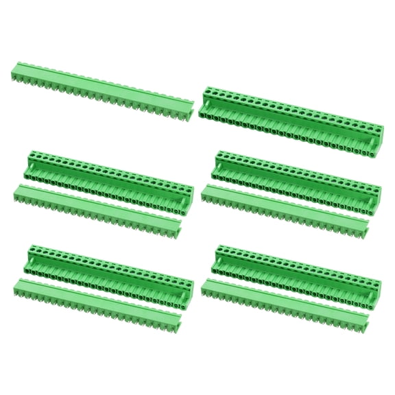 Uxcell Pluggable PCB Terminal Block Connectors, 5 Set 24 Pin 5.08mm/0.2" Pitch Straight Pins Screw Terminal Block Connector for DIY Panel Mount Electronic Projects(Green)