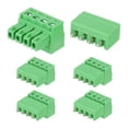 thumbnail image 1 of Uxcell Pluggable PCB Terminal Block Connectors, 5 Set 4 Pin 3.81mm/0.15" Pitch Screw Terminal Block Connector for 28-16AWG Panel Mount Electronic Projects(Green, 16x21.5x11mm), 1 of 6