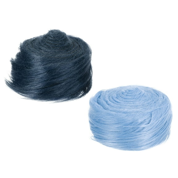 Uxcell Plush Faux Fur Fabric Precut Strips, 59" x 2" Fluffy Faux Fur Ribbon, Dark Blue, Blue 2Pack