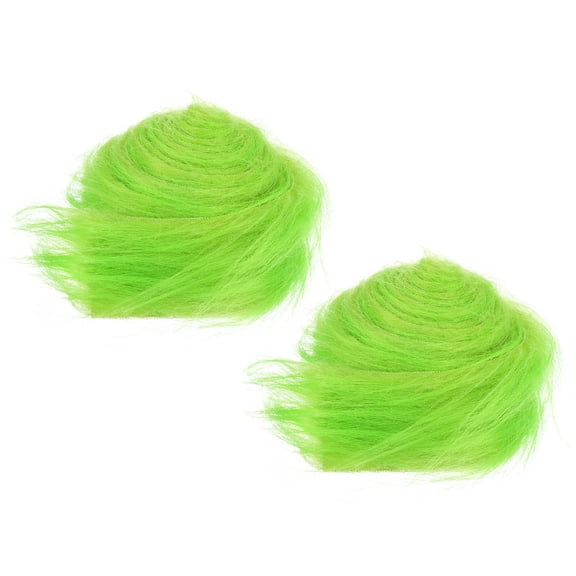 Uxcell Plush Faux Fur Fabric Precut Strips, 59" x 2" Fluffy Faux Fur Ribbon, Green 2Pack