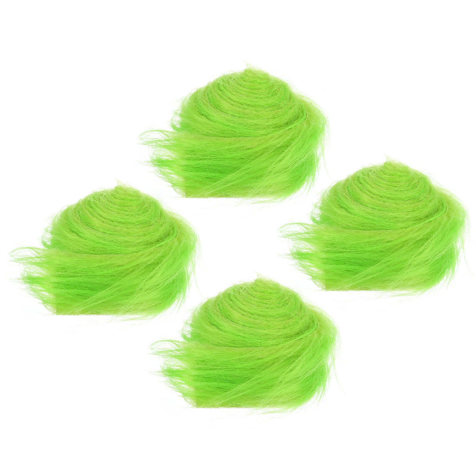 Uxcell Plush Faux Fur Fabric Precut Strips, 59" x 2" Fluffy Faux Fur Ribbon, Green 4Pack