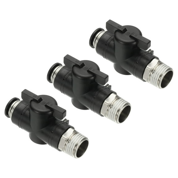 Uxcell Pneumatic Ball Valve PT Male Thread Push to Connect Fittings Ball Valve Air Flow Control Valve 1/2" x 1/2"