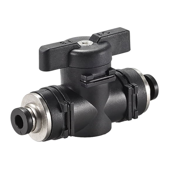 Uxcell Pneumatic Ball Valve, Push To Connect, 4mm Inner Diameter for Air Flow Control, Plastic Zinc Alloy Black