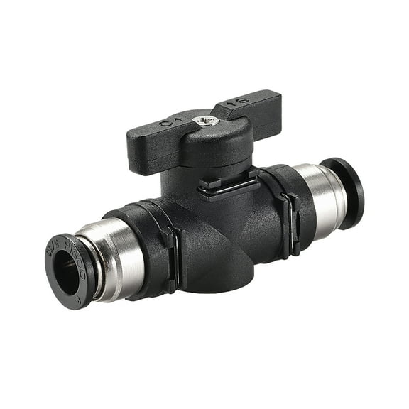 Uxcell Pneumatic Ball Valve, Push To Connect, 8mm Inner Diameter for Air Flow Control, Plastic Zinc Alloy Black