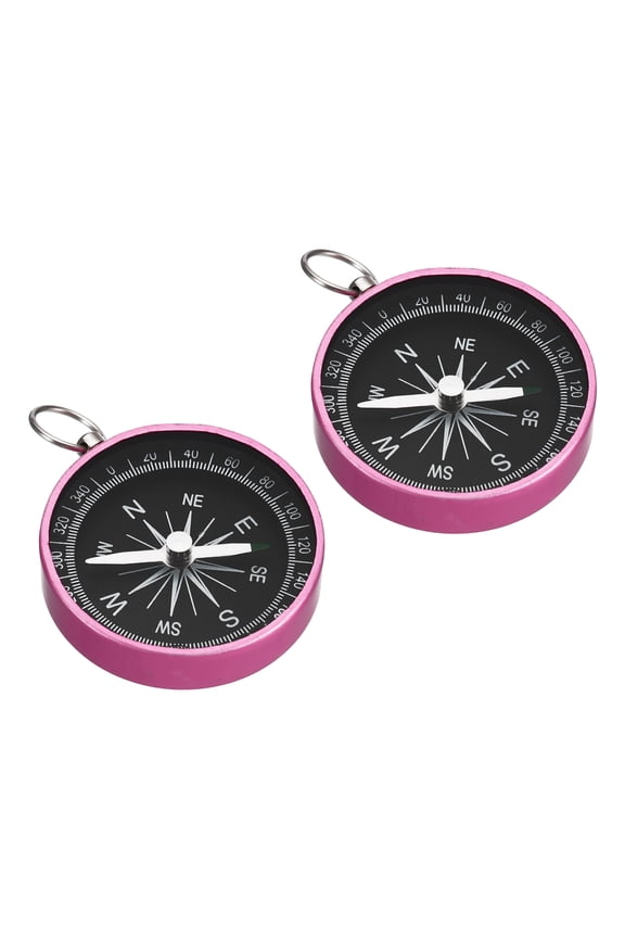 Pocket Compass Survival Sports Navigation Compass with Key Ring Pink 2 Pack