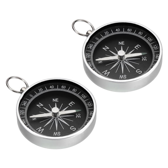 Uxcell Pocket Compass Survival Sports Navigation Compass with Key Ring White 2 Pack