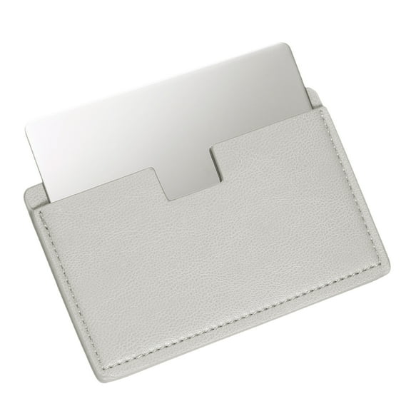 Uxcell Pocket Mirror Stainless Steel Unbreakable Compact Makeup Mirror with PU Leather Case (Gray, 2.5 x 3.8")