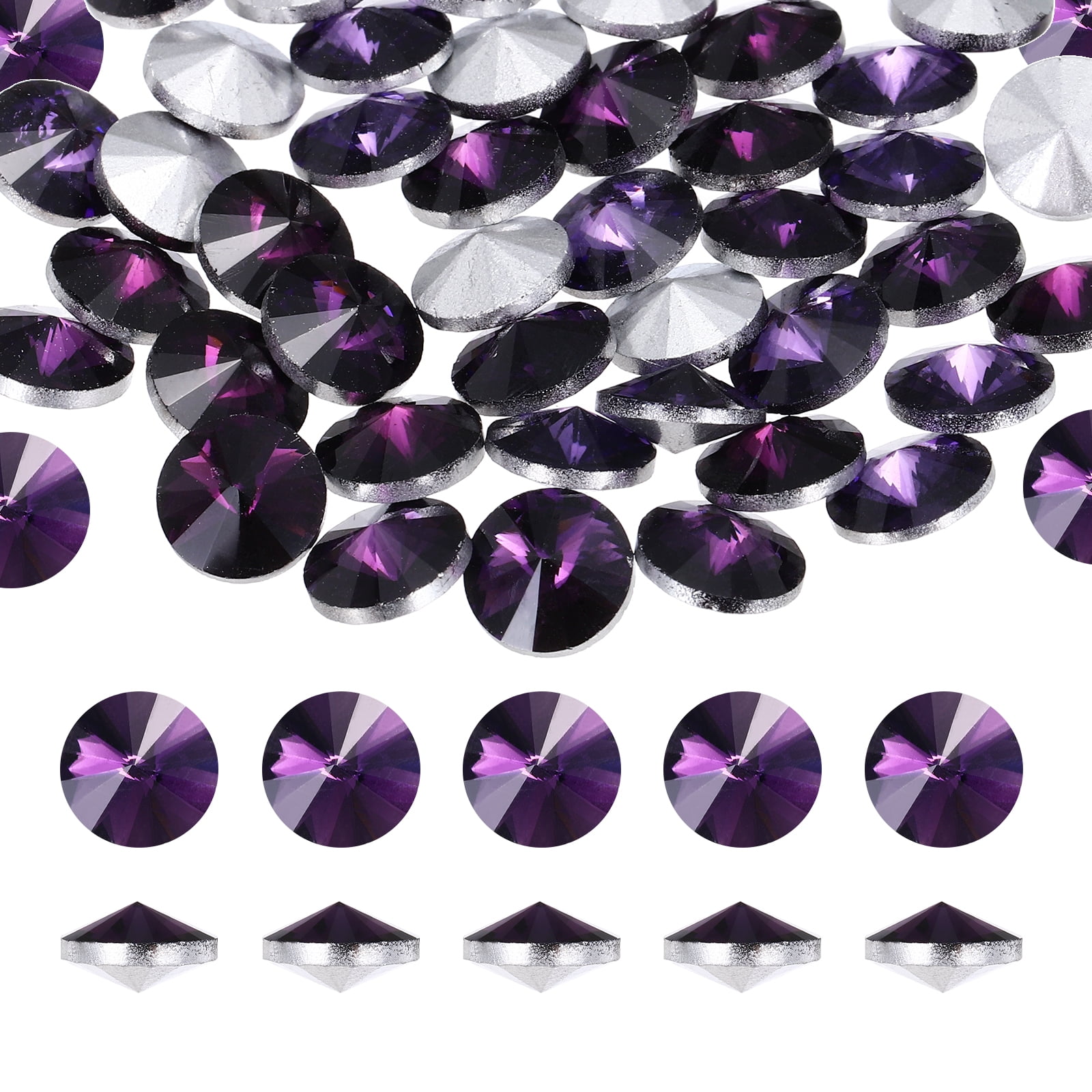 Uxcell Pointed Back Rhinestones, 100 Pcs 6mm Round Glass Rhinestone ...