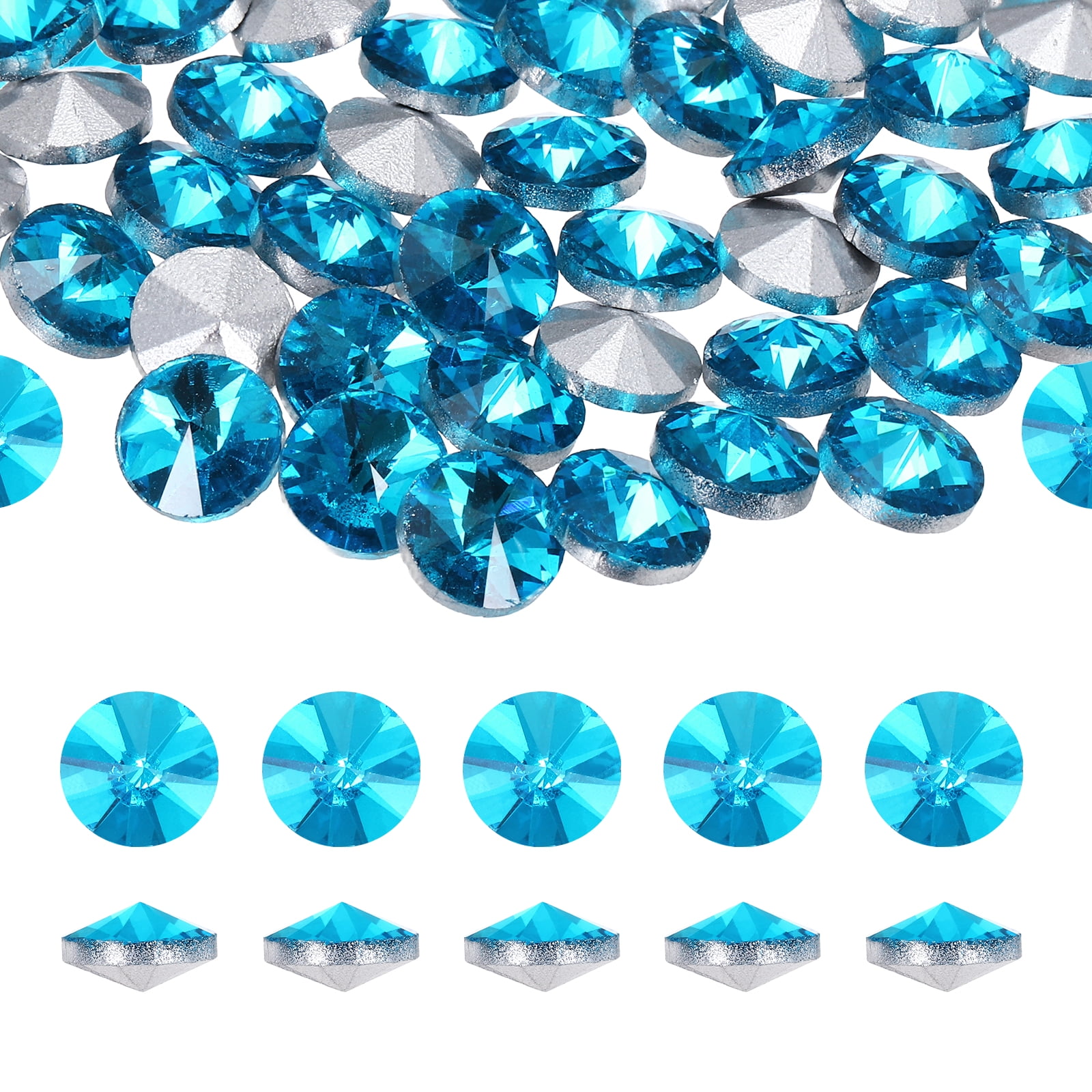 Uxcell Pointed Back Rhinestones, 50 Pcs 8mm Round Glass Rhinestone ...