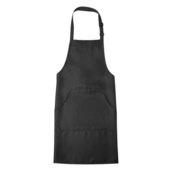 Uxcell Polyester 82cm x 68cm Kitchen Cooking Aprons Adjustable Bib Long Ties with 2 Pockets Black