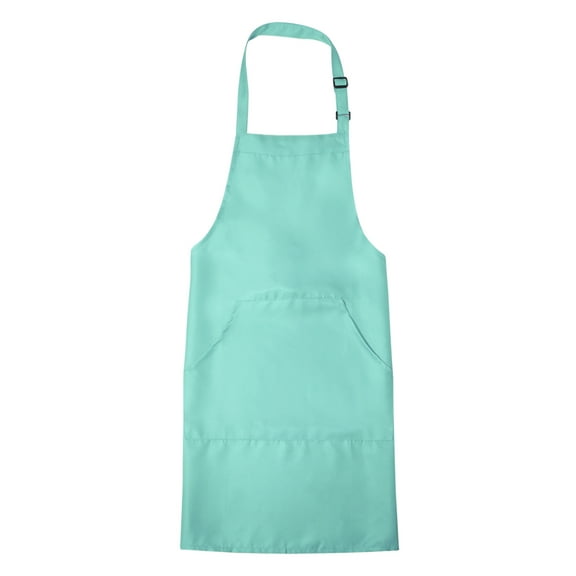Uxcell Polyester 82cm x 68cm Kitchen Cooking Aprons Adjustable Bib Long Ties with 2 Pockets Blue