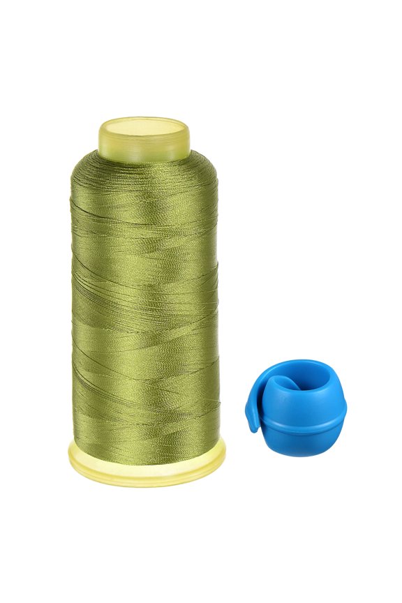 Polyester Embroidery Thread and Thread Spools Savers Kit, Olive Green Blue