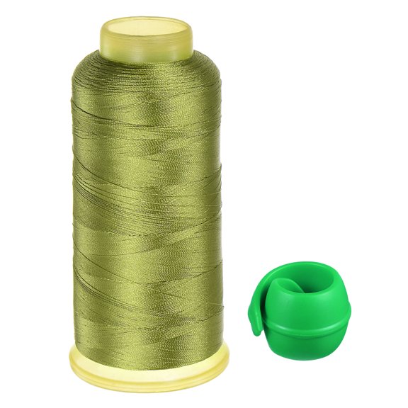 Uxcell Polyester Embroidery Thread and Thread Spools Savers Kit, Olive Green Green