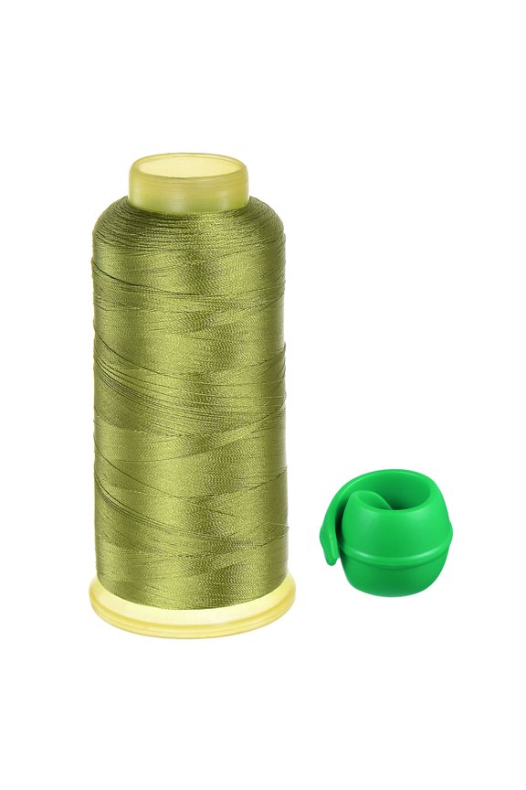Polyester Embroidery Thread and Thread Spools Savers Kit, Olive Green Green