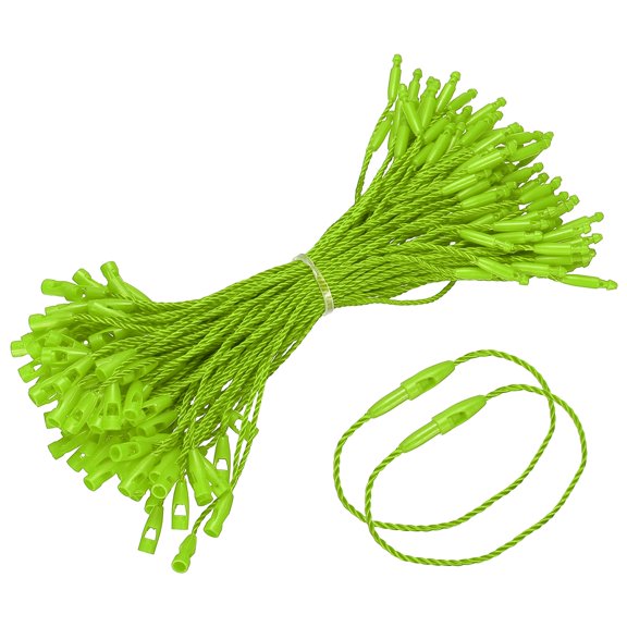 Uxcell Polyester Hang Tag String, (5 Inch, Bright Green) (500 Pcs), Snap Lock Pins Loop Fastener Price Tag Ties Fast to Attach, Suit for - Clothes Tags Shoes Snap Lock Luggage Label