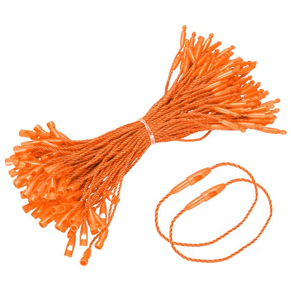 Uxcell Polyester Hang Tag String, (5 Inch, Orange) (500 Pcs), Snap Lock Pins Loop Fastener Price Tag Ties Fast to Attach, Suit for - Clothes Tags Shoes Snap Lock Luggage Label