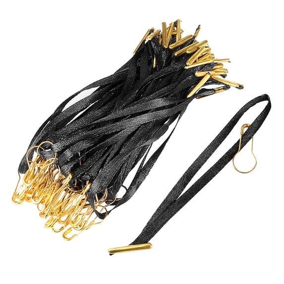 Uxcell Polyester Hang Tag String Tag Fasteners,Clothing with Pin Black Gold Tone 200pcs
