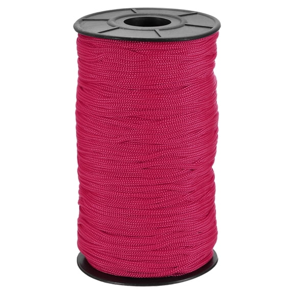 Uxcell Polyester Macrame Cord, 3mm x 131 Yards Polypropylene Crochet Braided Rope Macrame Yarn for Wall Hangings Bag Craft Knitting, Rose Red