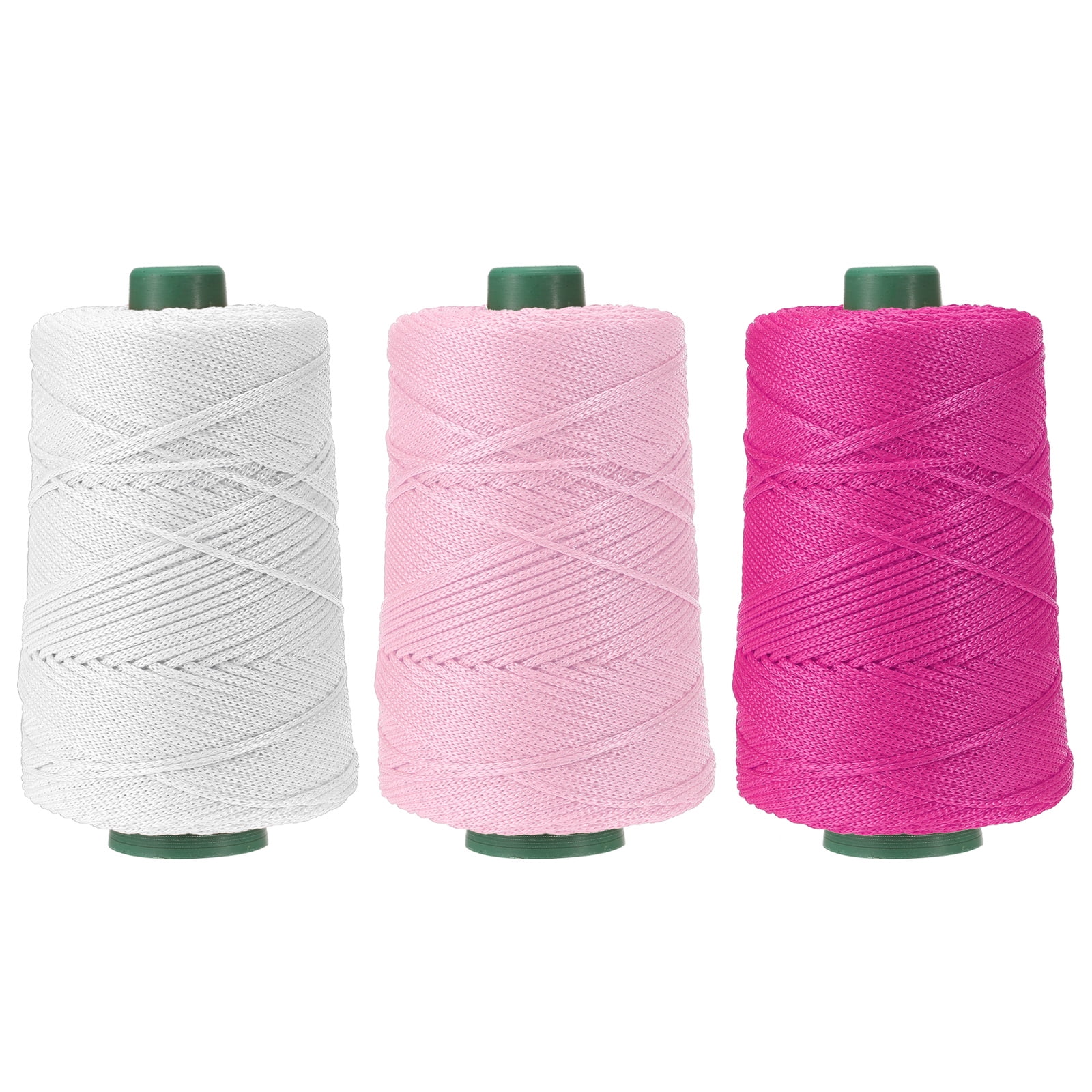 Uxcell Polyester Macrame Cord, 3mm x 219 Yards Polypropylene Cords for DIY Crafts - (3 Pack, White/Light Pink/Rose Red)