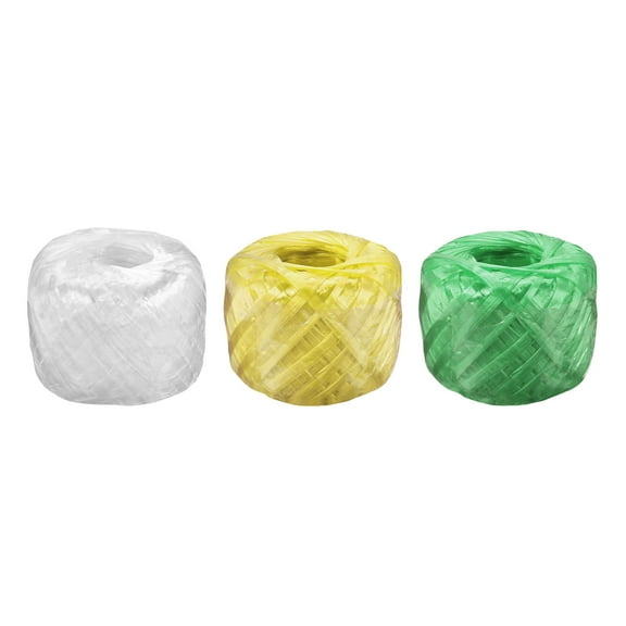 Uxcell Polyester Nylon Plastic Rope Twine Household Bundled for Packing,100m Length,White Yellow Green,3 Rolls