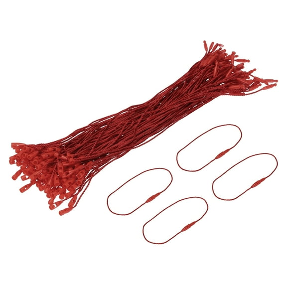 Uxcell Polyester Rope Hang Tag String Snap Lock  Plastic Tags Ties 190mm/7.48" Length,0.8mm/0.03" Dia,Pack of 100,Red