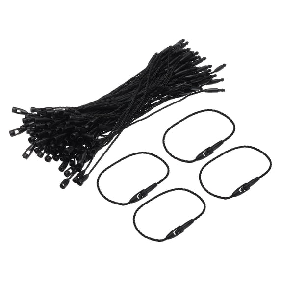 Uxcell Polyester Rope Hang Tag String Snap Lock ,Plastic Tags Ties 190mm/7.48" Length,1mm/0.04" Dia,Pack of 200,Black