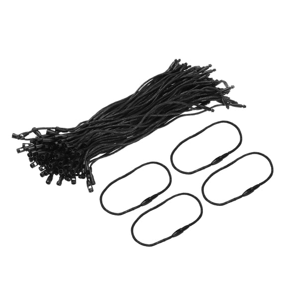 Uxcell Polyester Rope Hang Tag String Snap Lock  Plastic Tags Ties 200mm/7.87" Length,1mm/0.04" Dia,Pack of 200,Black