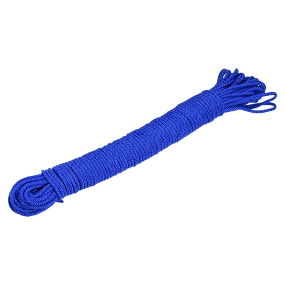 Uxcell Polypropylene Rope Braid Cord 15M/49.2ft 2mm Dia Blue for Indoor Outdoor Camping Clothes Line