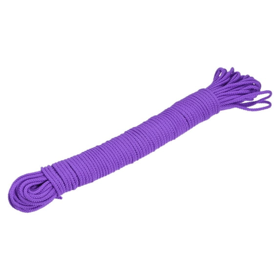 Uxcell Polypropylene Rope Braid Cord 15M/49.2ft 2mm Dia Purple for Indoor Outdoor Camping Clothes Line