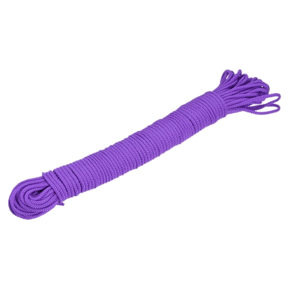 Uxcell Polypropylene Rope Braid Cord 15M/49.2ft 2mm Dia Purple for Indoor Outdoor Camping Clothes Line