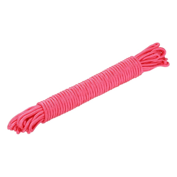 Uxcell Polypropylene Rope Braid Cord 20M/65.7ft 7mm Dia Pink