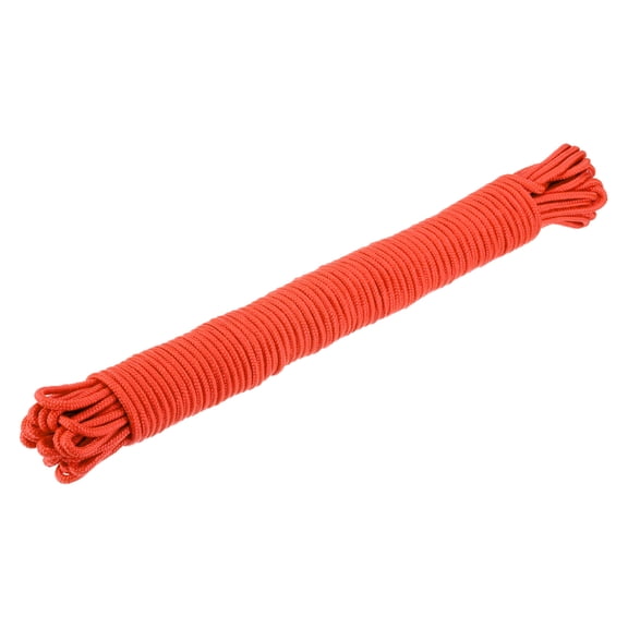 Uxcell Polypropylene Rope Braid Cord 30M/98.4ft 3/16" 5mm Orange for Indoor Outdoor Camping