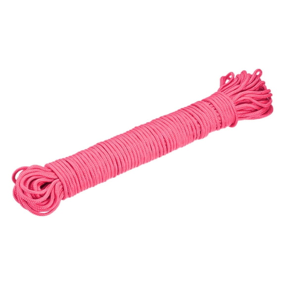 Uxcell Polypropylene Rope Braid Cord 50M/164ft 2mm Dia Pink for Indoor Outdoor Camping Clothes Line