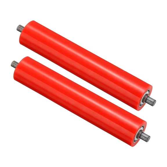 Uxcell Polyurethane Stainless Steel Coated Conveyor Roller 2" Diameter 10" Length, Red 2 Pack