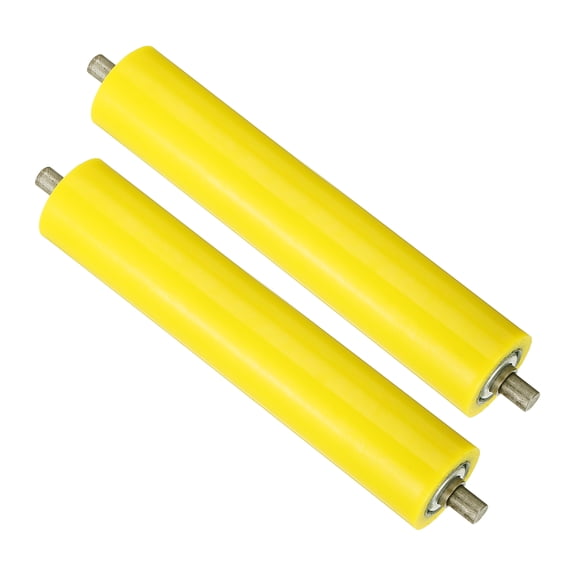 Uxcell Polyurethane Stainless Steel Coated Conveyor Roller 2" Diameter 10" Length, Yellow 2 Pack