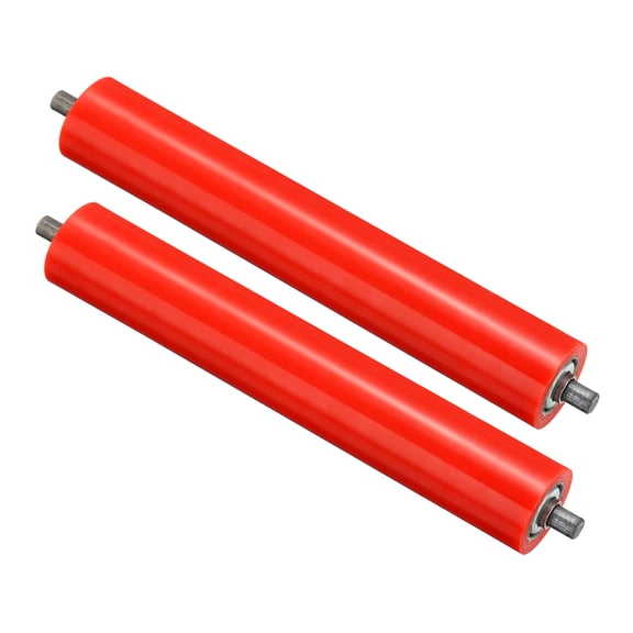 Uxcell Polyurethane Stainless Steel Coated Conveyor Roller 2" Diameter 11" Length, Red 2 Pack