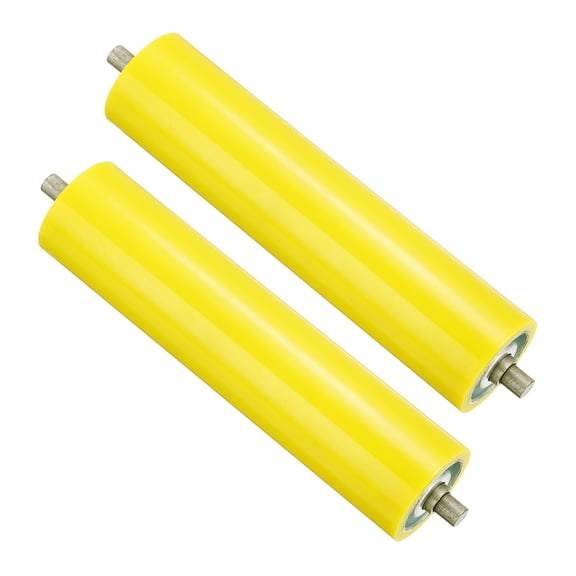 Uxcell Polyurethane Stainless Steel Coated Conveyor Roller 4" Diameter 10" Length, Yellow 2 Pack